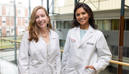 Karen Schindler (left), an associate professor at the Human Genetics Institute of New Jersey and the Department of Genetics at the Rutgers Schools of Arts and Sciences, is a mentor of Leela Biswas.