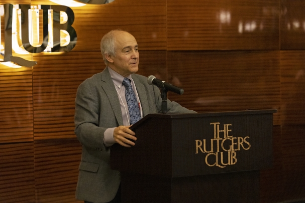 Senior Vice Chancellor Bishr Omary speaks from the podium during the RBHS Chancellor Awards reception