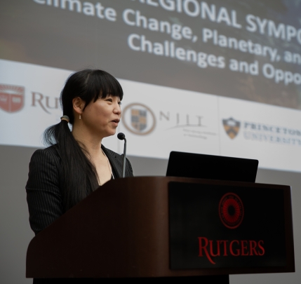 Soko Setoguchi speaks at podium